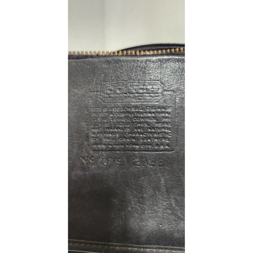 Vintage Coach Basic‎ bag Black Leather Crossbody Bag Zip Shoulder Brass Hardware - Picture 10 of 11
